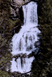 a waterfall at yellowstone