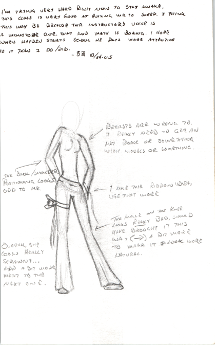Character/body study, notes on proportion.
